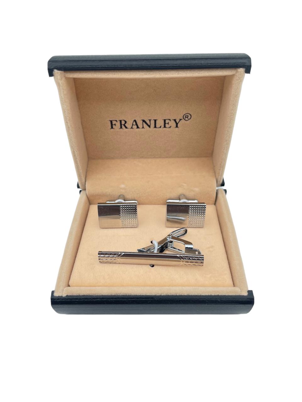 Franley Silver-Tone Cufflinks – Textured Square