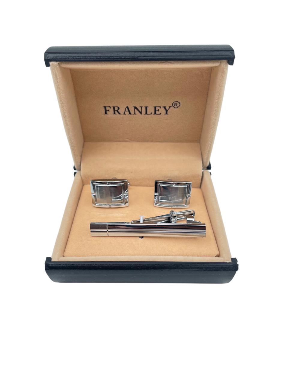Franley Silver-Tone Cufflinks – Textured Square