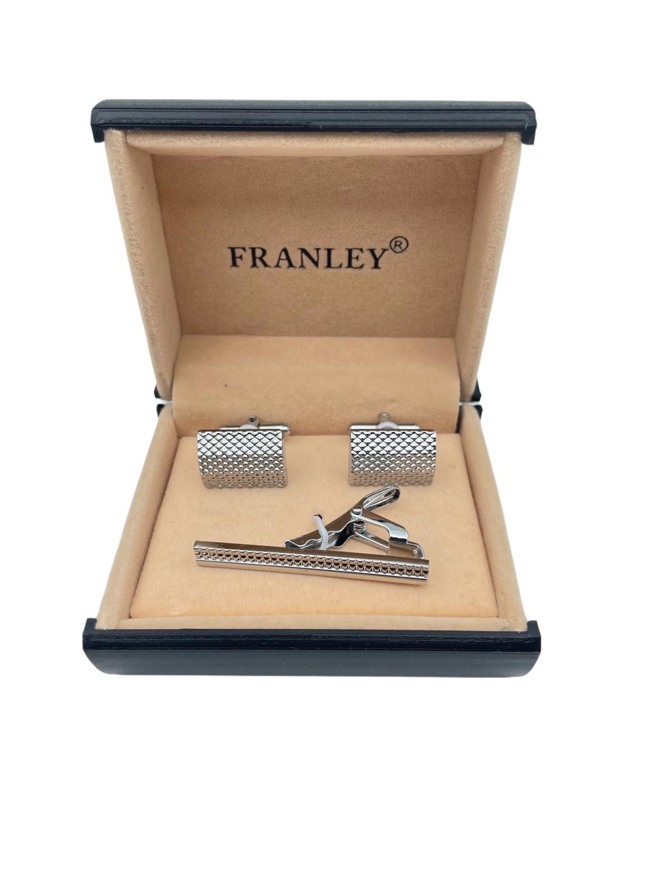 Franley Silver-Tone Cufflinks – Textured Square